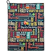 Wolf Golf Towels Pickleball Accessories | Pickleball Gifts | Paddles, Balls and Phrases Towel | Sport Towel | Retirement Gift