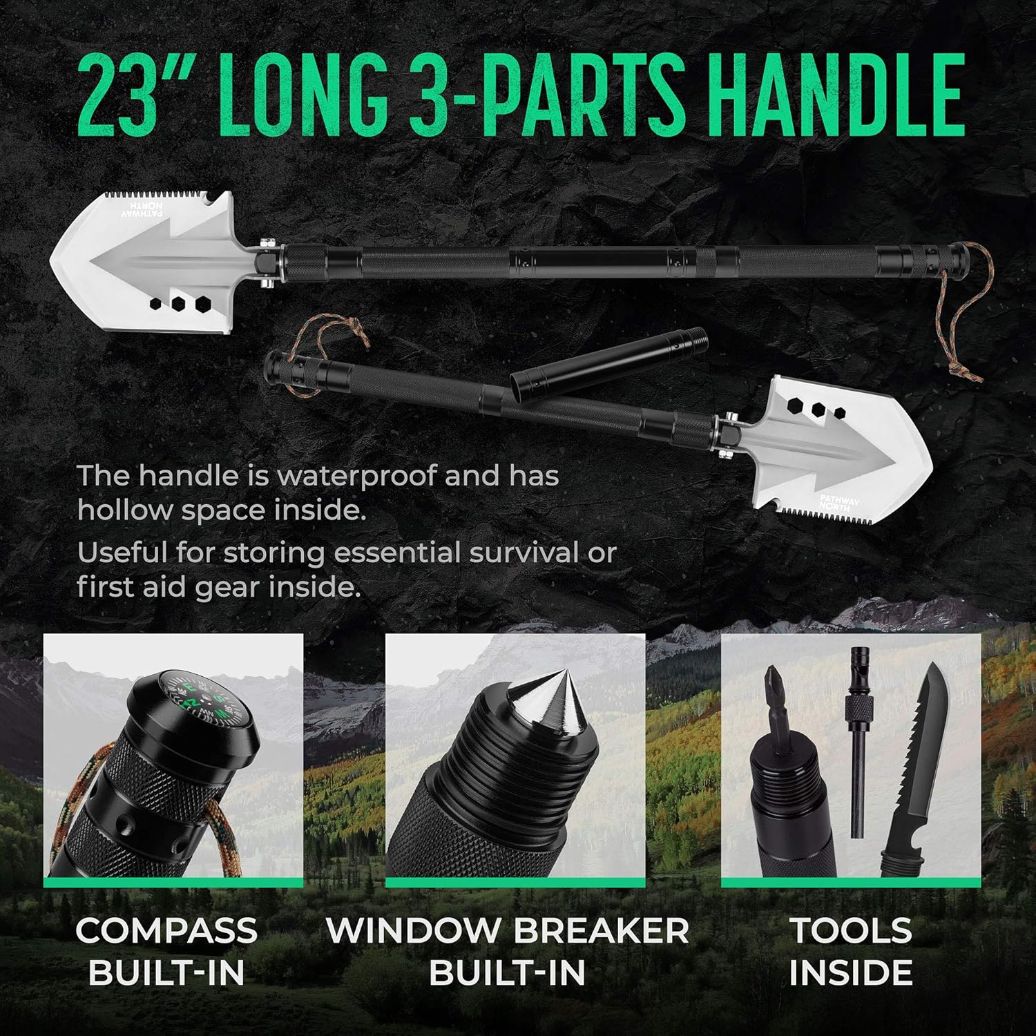PATHWAY NORTH Camping Axe and Survival Shovel – Stainless Steel Multi-Tool Folding Shovel and Survival Hatchet – Equipment for Outdoor, Hiking, Hunting, Emergency, Backpacking : Garden & Outdoor