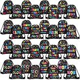 Talltalk 32 Pack Neon Party Favor Bags Light Up Party Drawstring Candy Backpack Bags Neon Birthday Party Candy Candy Favor Bags Neon Theme Birthday Party Supplies Glow Party Decoration Supplies