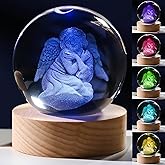 3D Angel Gifts for Women - Crystals Ball 60mm Angel Figurines Decor Glass Animals Figurine Stuff for Room Birthday for Best Friend Lovers Paperweight