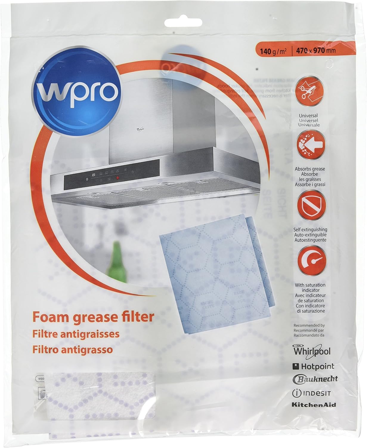 Universal Cooker Hood Filters with Grease Saturation Indicator,470 x