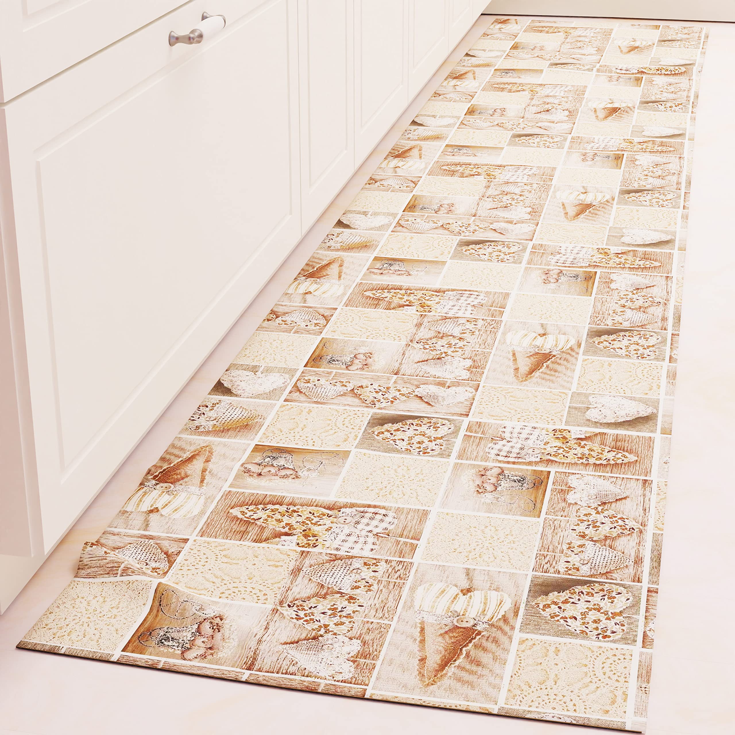PETTI Artigiani Italiani - Kitchen Rug Kitchen Runner Non-Slip and Washable 52 x 180 cm Lidia Beige 100% Made in Italy