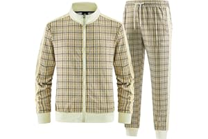 ANOTWENER Men's Track Suits 2 Piece Stand-up Collar Long Sleeve with Double Side Pockets Jacket and Sweatpants