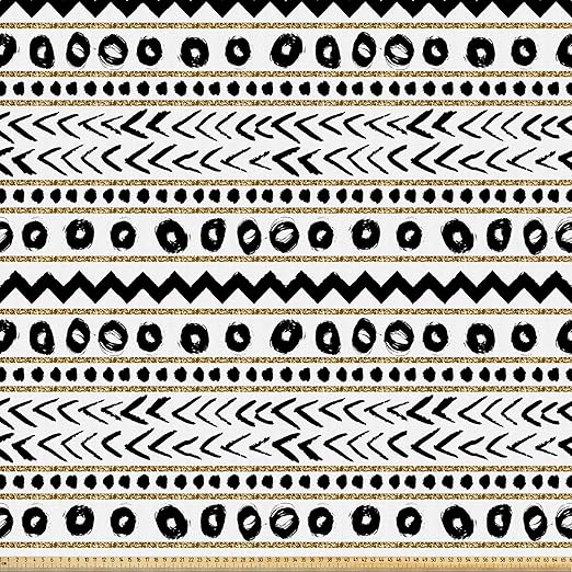 Abakuhaus Boho Tela Por Metro Primitivo De Figuras Abstractas Microfibra Decorativa Para Artes Y Manualidades 2m 230x200cm Amarillo Negro Amazon Es Hogar