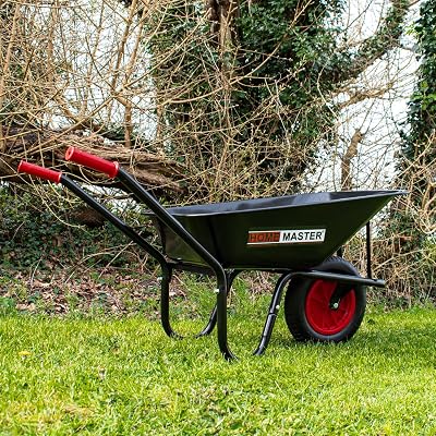 Home Master Heavy Duty Garden Wheelbarrow 90L 150kg Pneumatic Wheel