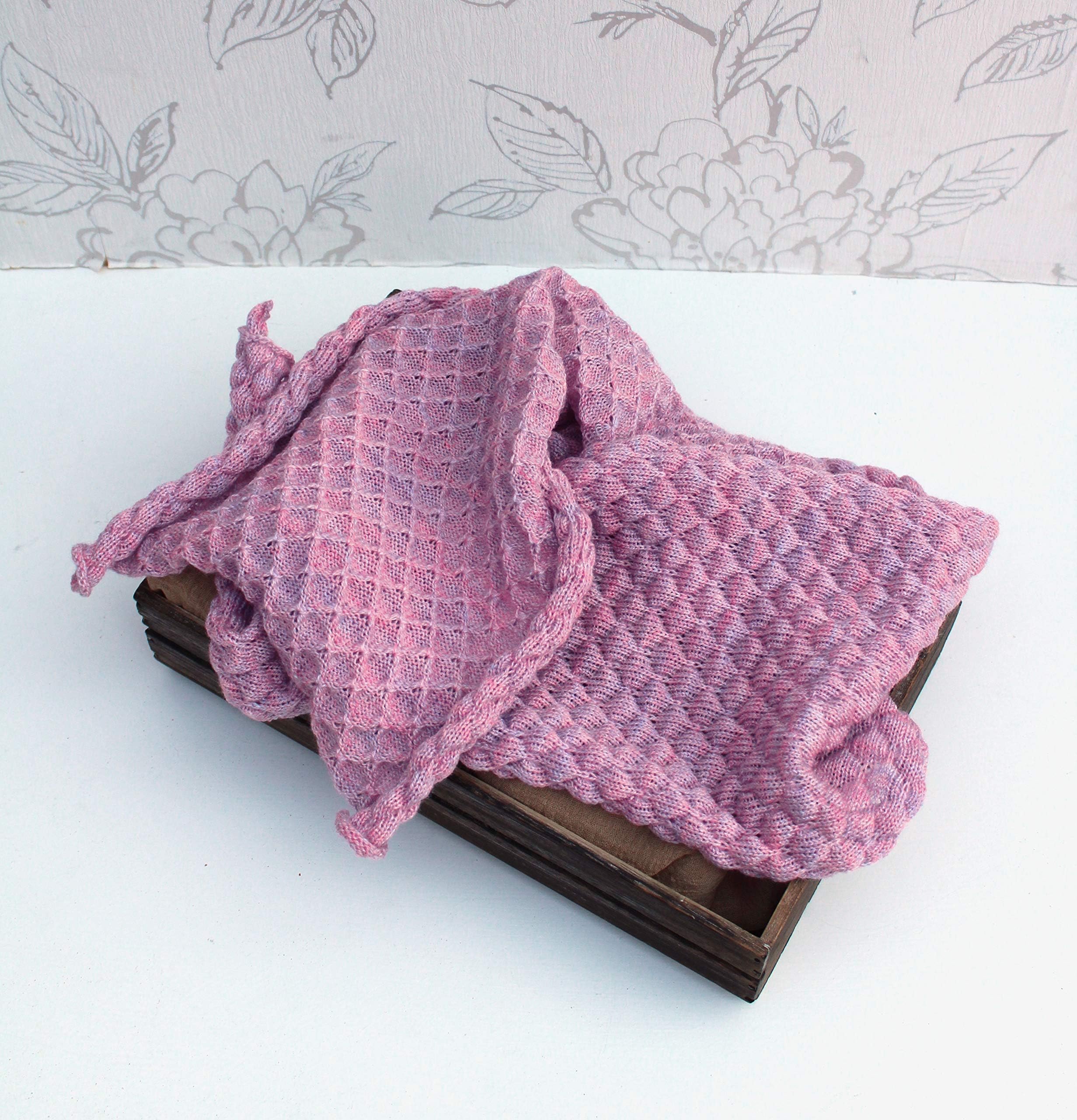 Handmade Pink/Purple Stretchy Wrap, Knit Photography Prop