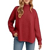 YUCOLEN Women's Oversized Sweaters Turtleneck 2026 Fall Outfits Trendy Drop Shoulder Knit Side Slit Pullover Sweater Tops