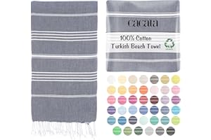 Cacala Lightweight and Thin Turkish Beach Towel 100% Cotton Sand-Free and Quick-Drying Goodness Perfect as an Extra Large Travel Towel, Beach Accessory, or Gift for Beach Lovers, 37 x 70