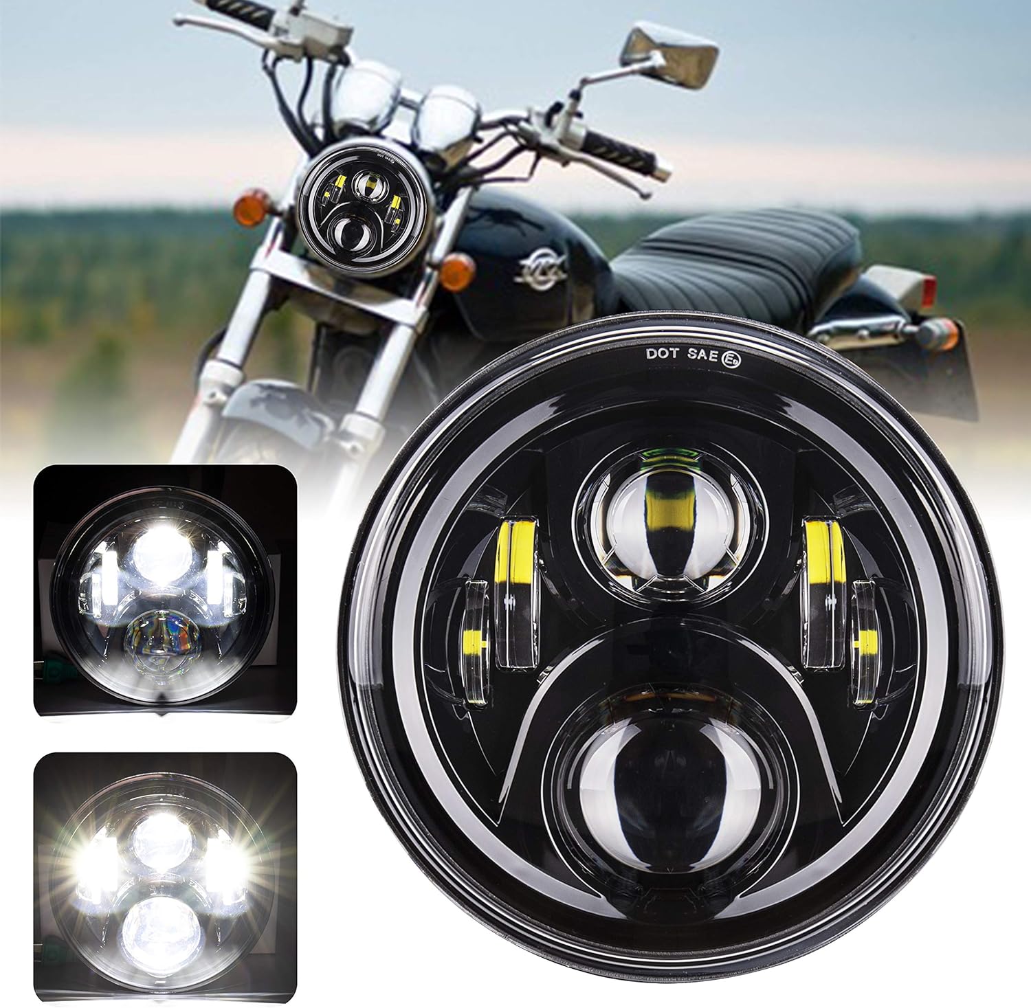 Amazon VTR250ヘッドライト，XINYOU LED ホンダバイク 7インチLED ヘッドライト ホーネット250/900