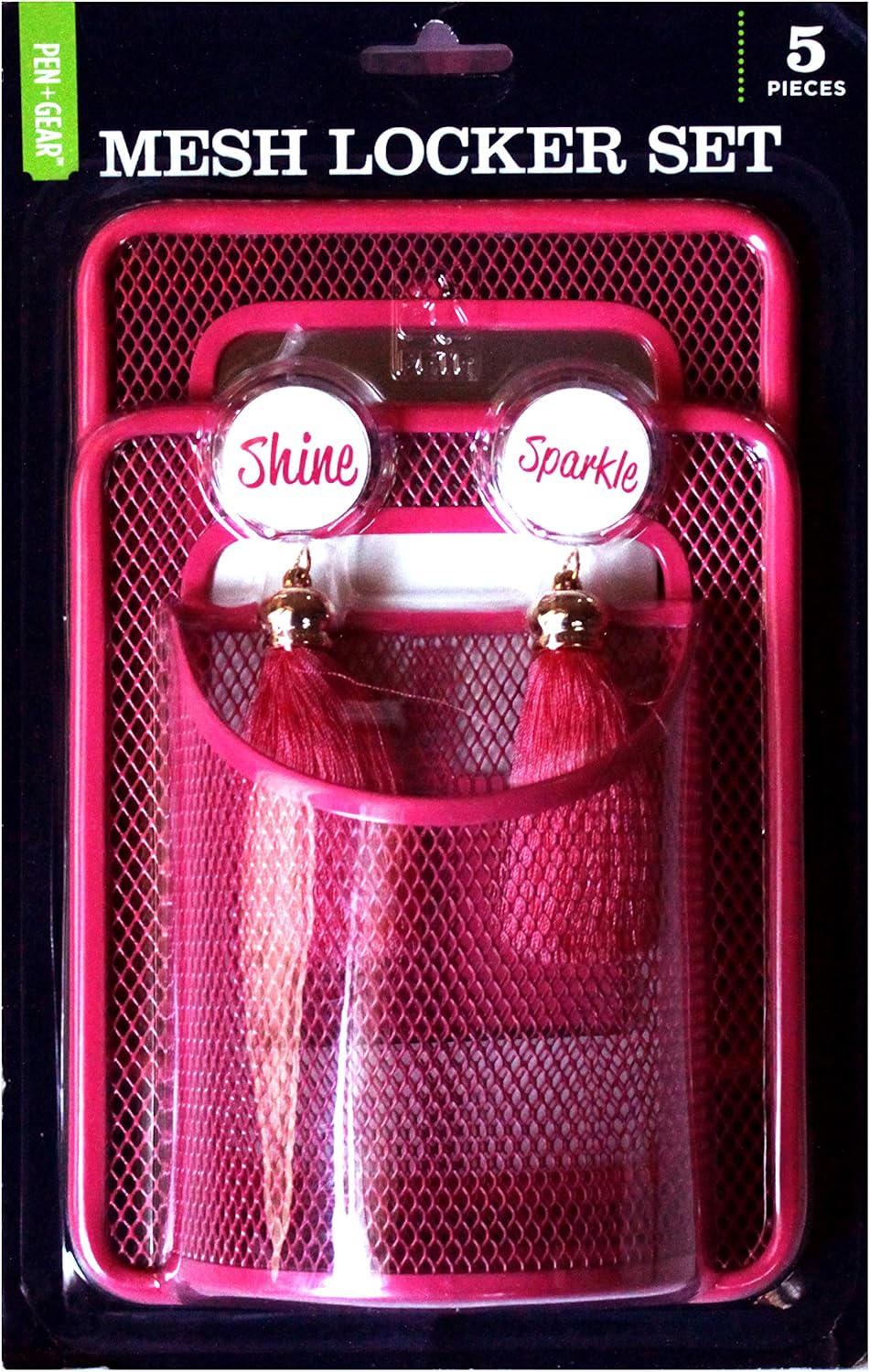 Amazon Com Pen Gear 5pc Pink Mesh Locker Set Mirror Dry Erase