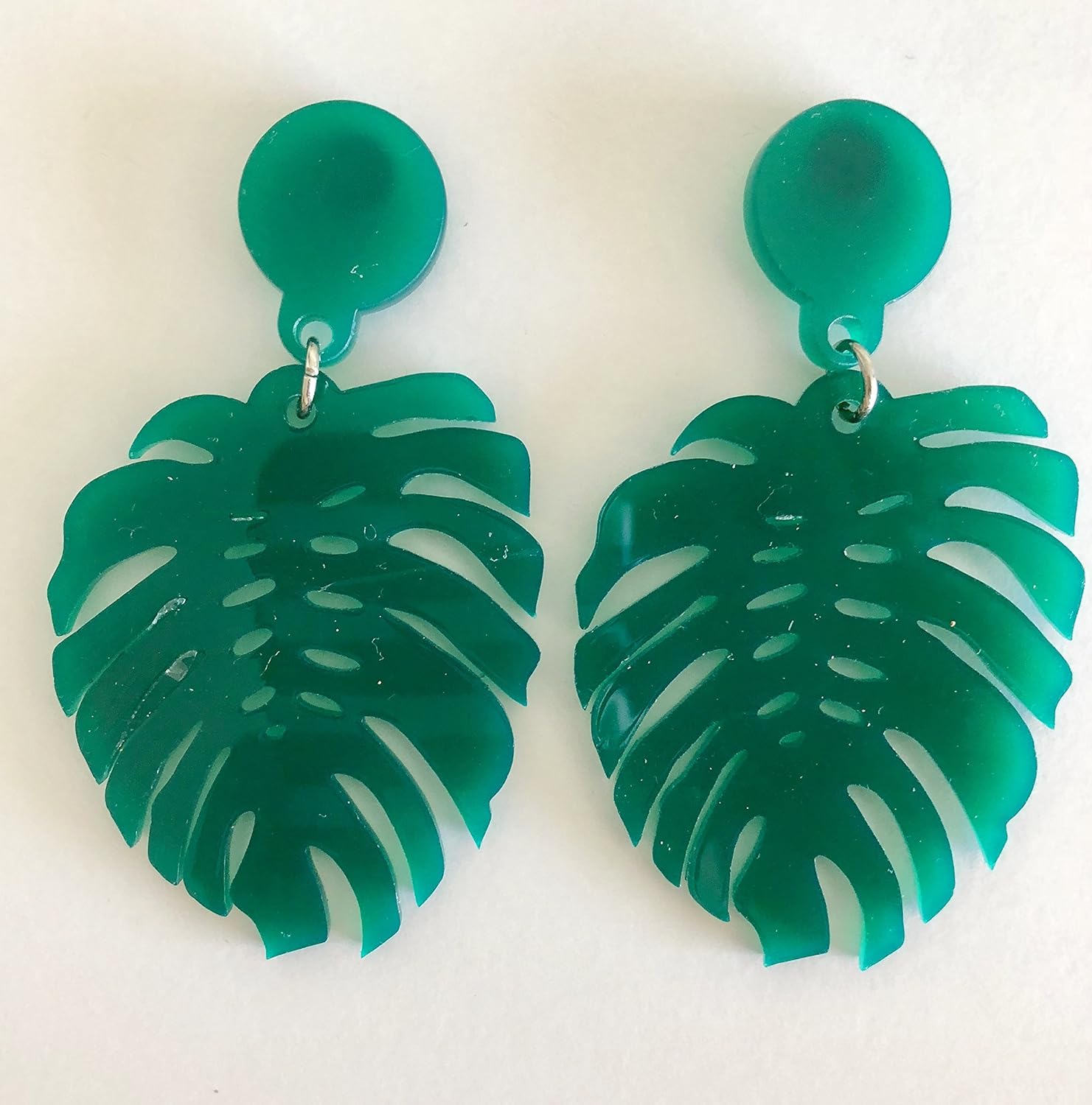 Monstera leaf earrings, acrylic laser cut earrings