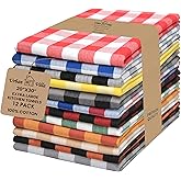 Urban Villa Kitchen Towels 100% Cotton Dish Towels for Kitchen (Set of 12) 20”x30” Dish Cloths Highly Absorbent Kitchen Linen Set with Hanging Loop Perfect for Drying Dishes Cleaning – Multi Color