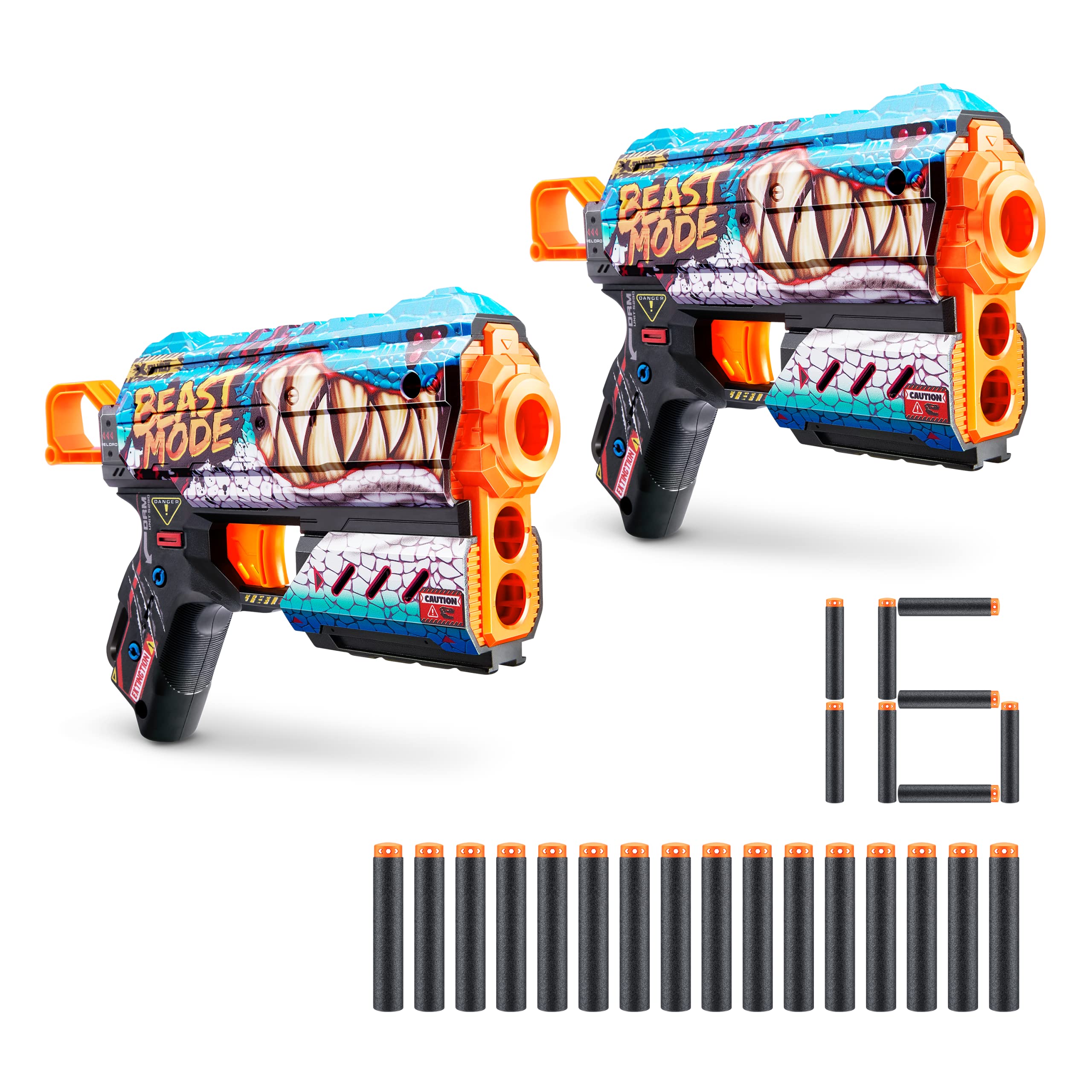 Pack of 2 X-Shot Skins Beast Out Flux Guns with (16) Darts by ZURU