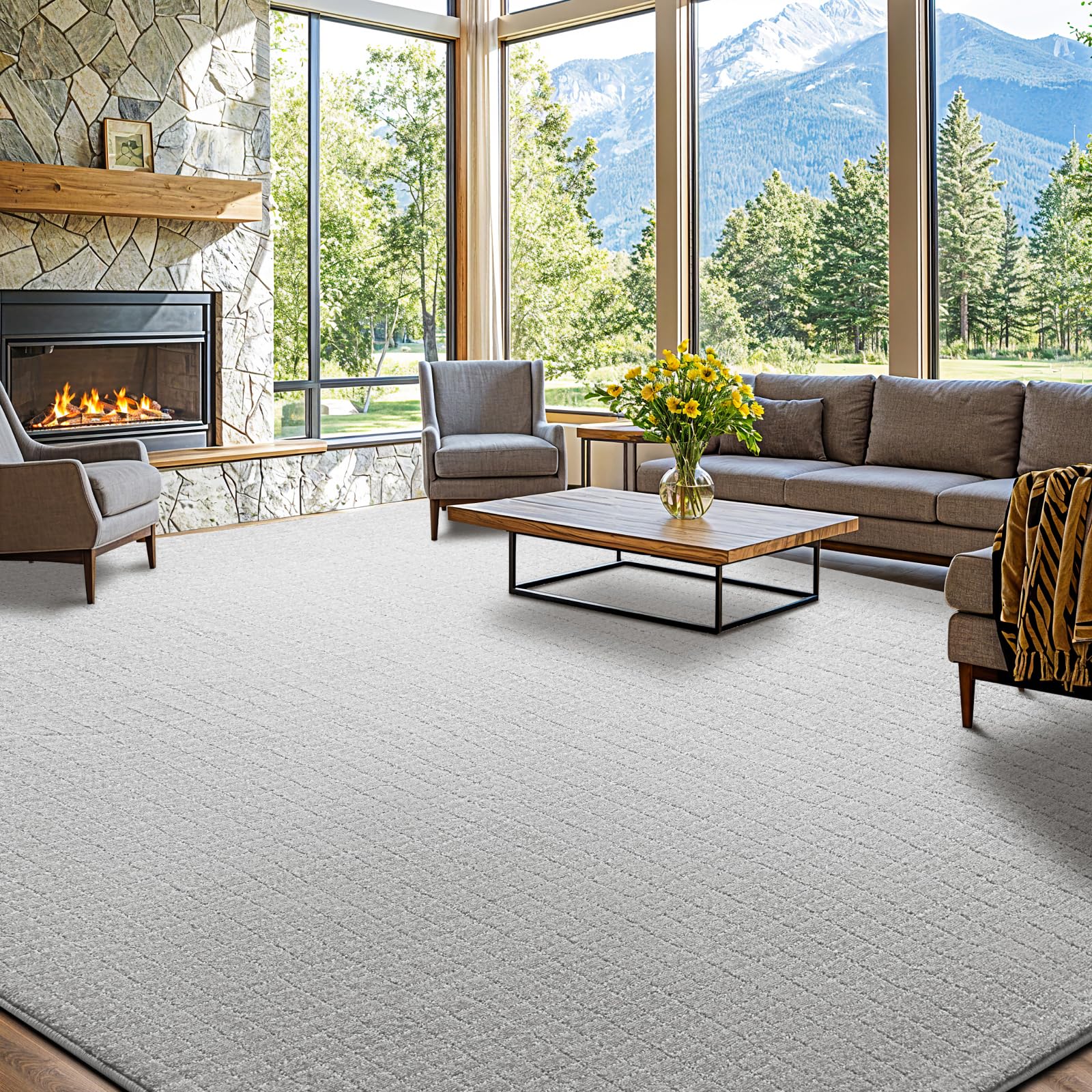 Photo 1 of *********************USED-DIRTY/STAINED-NEEDS CLEANING*****************
Shilucheng Wool Rug 8x10 Ft,80% New Zealand Wool& 20% Cotton Rugs for Living Room, Bedroom, Soft Low Pile Area Rug 100% Cotton Non-Slip Backing Large Area Rug (Gray/White)