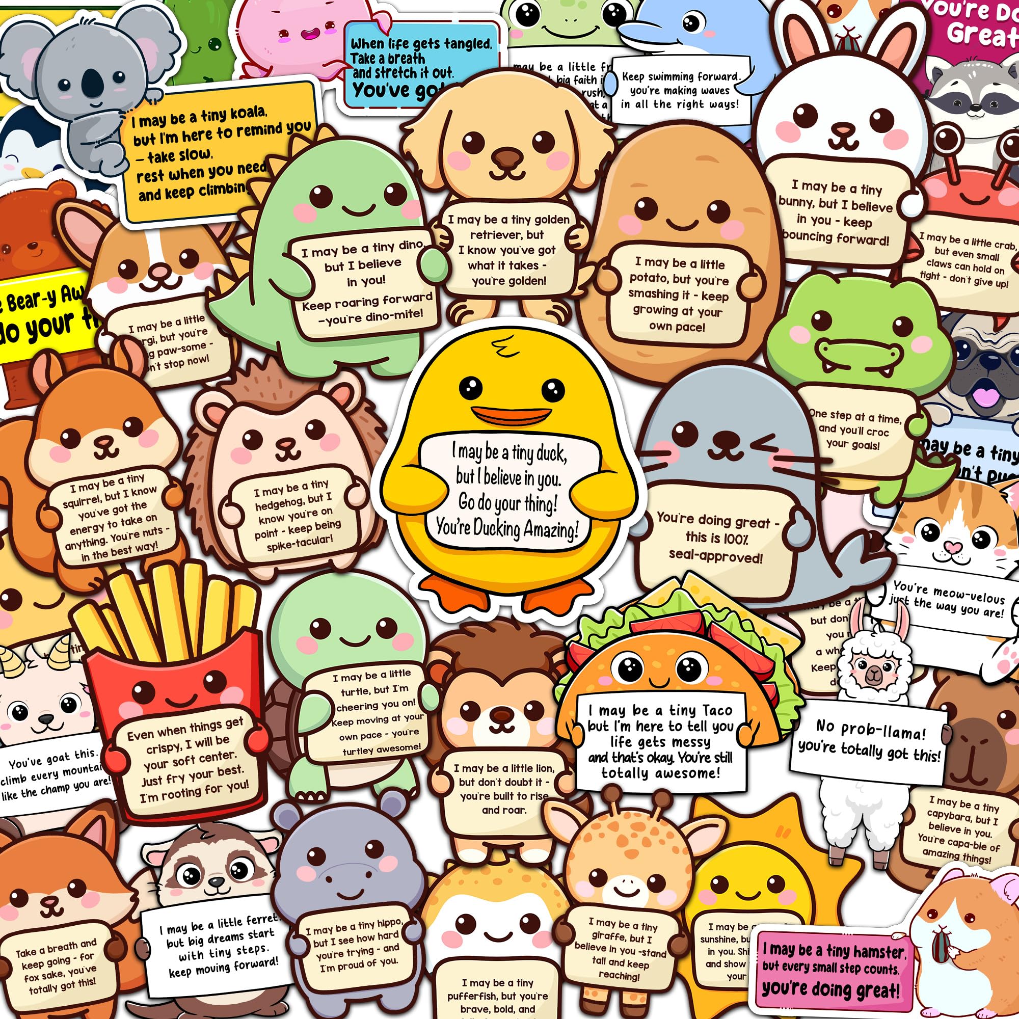 Photo 1 of 50PCS Emotional Support Animal Stickers – Affirmation Sticker Pack for Adults or Kids Cute Inspirational Buddies for Water Bottles, Laptops, Phones, Positive Quote Vinyl