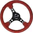 NRG Innovations NRG-RST-006S-RR NRG-RST-006S-RR Reinforced Steering Wheel - 350MM Sport Steering Wheel (3" Deep) Red Suede
