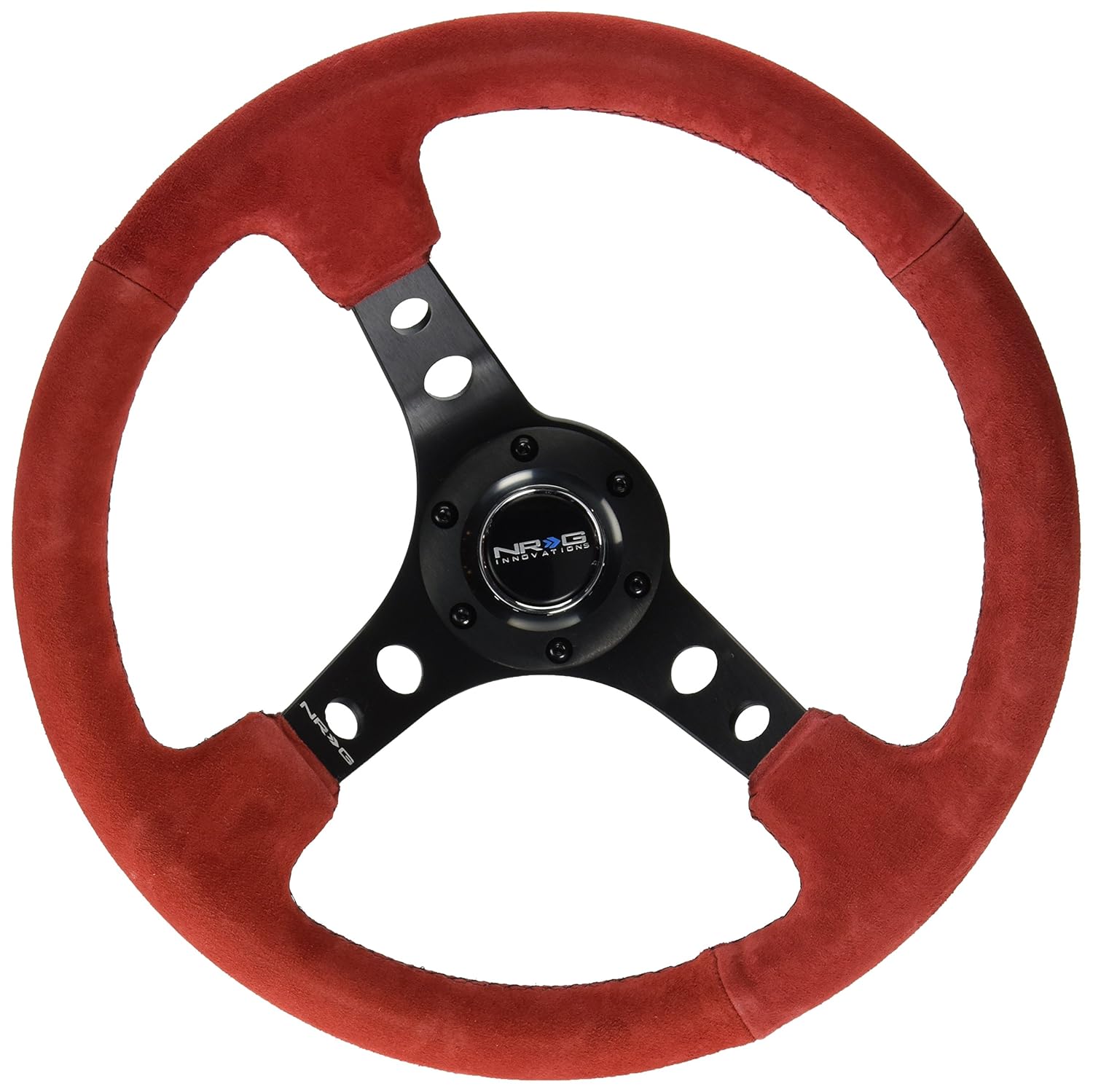  Red Suede 3 Deep 350MM Sport Steering Wheel NRG Innovations RST006S