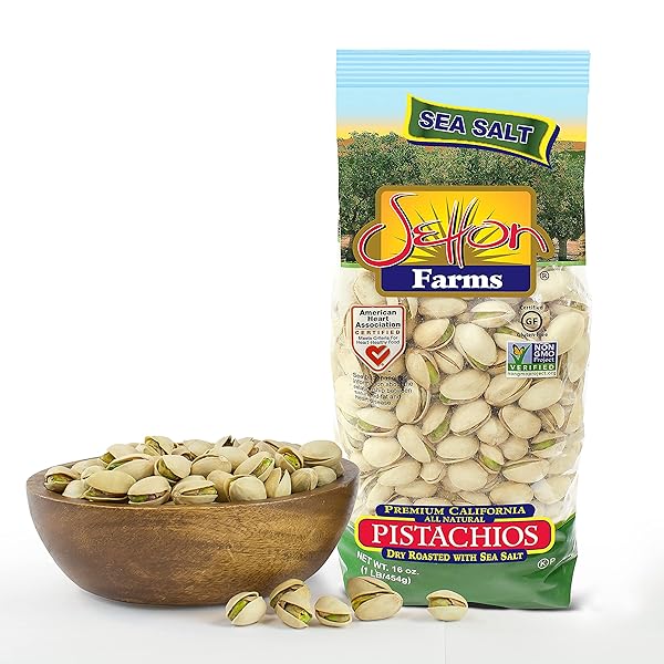 SETTON FARMS DRY ROASTED AND SALTED PISTACHIOS, PREMIUM CALIFORNIA IN SHELL PISTACHIOS, 1 POUND BAG (16 OUNCE), CERTIFIED NON-GMO, GLUTEN FREE, VEGAN AND KOSHER