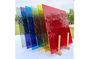 Unicoshape Mosaic Stained Glass Sheets 12” x 12”, 6-Pack (Total 5.8sf), Colorful Cathedral Art and Crafts Sheets for DIY Hobbyists and Projects, Assorted Colors, (Texture Mixed2-6 Pack)