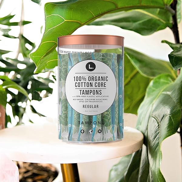 L. COTTON TAMPONS REGULAR ABSORBENCY, CONTAINS AN ORGANIC COTTON CORE, MADE WITHOUT SYNTHETIC PESTICIDES, OR FRAGRANCES 84 COUNT (2 PACKS OF 42)