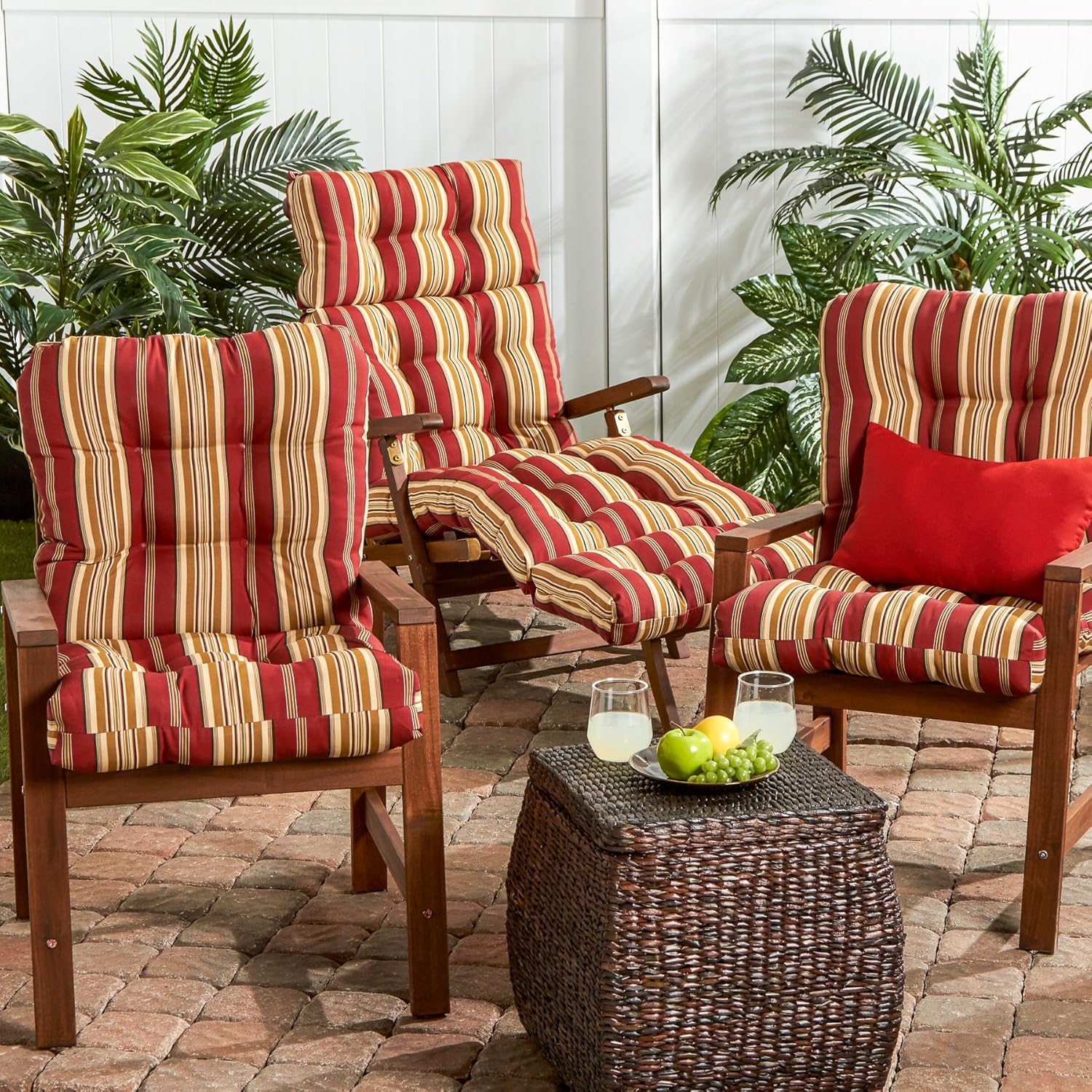 Greendale Home Fashions Outdoor Seat/Back Chair Cushion, Roma Stripe: Home & Kitchen
