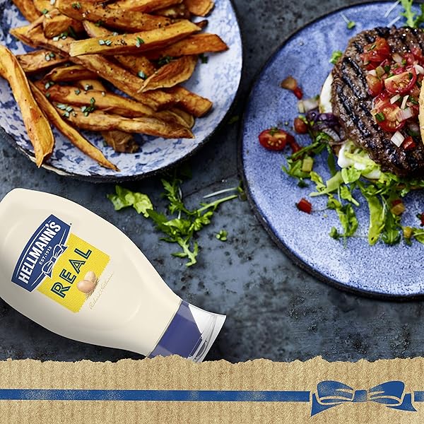 HELLMANN’S REAL MAYONNAISE REAL MAYO SQUEEZE BOTTLE FOR A RICH CREAMY CONDIMENT GLUTEN FREE, MADE WITH CAGE-FREE EGGS 20 OZ