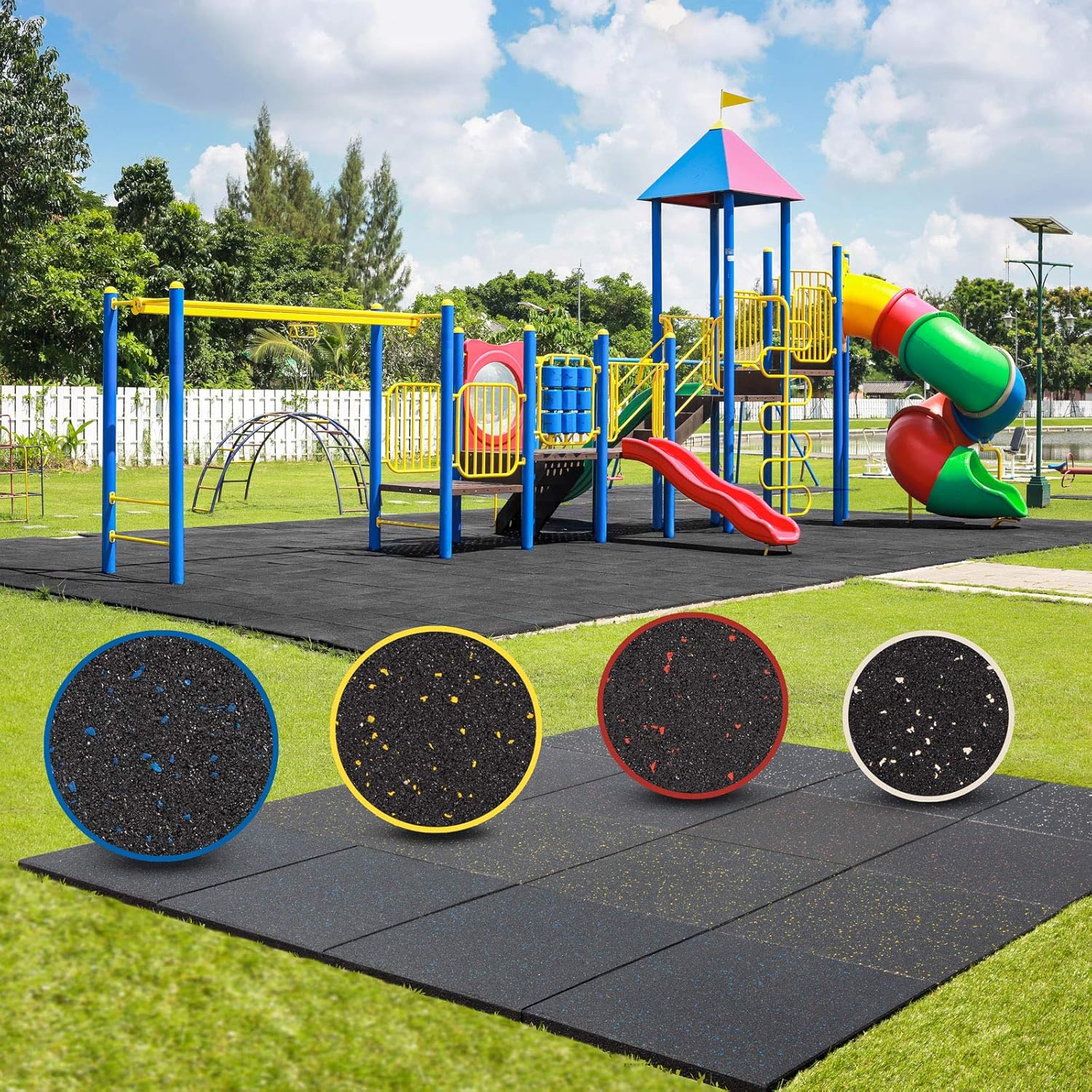 etm Home Gym Mat 40mm Thick 4 Pack Rubber Floor Tiles Blue Rubber