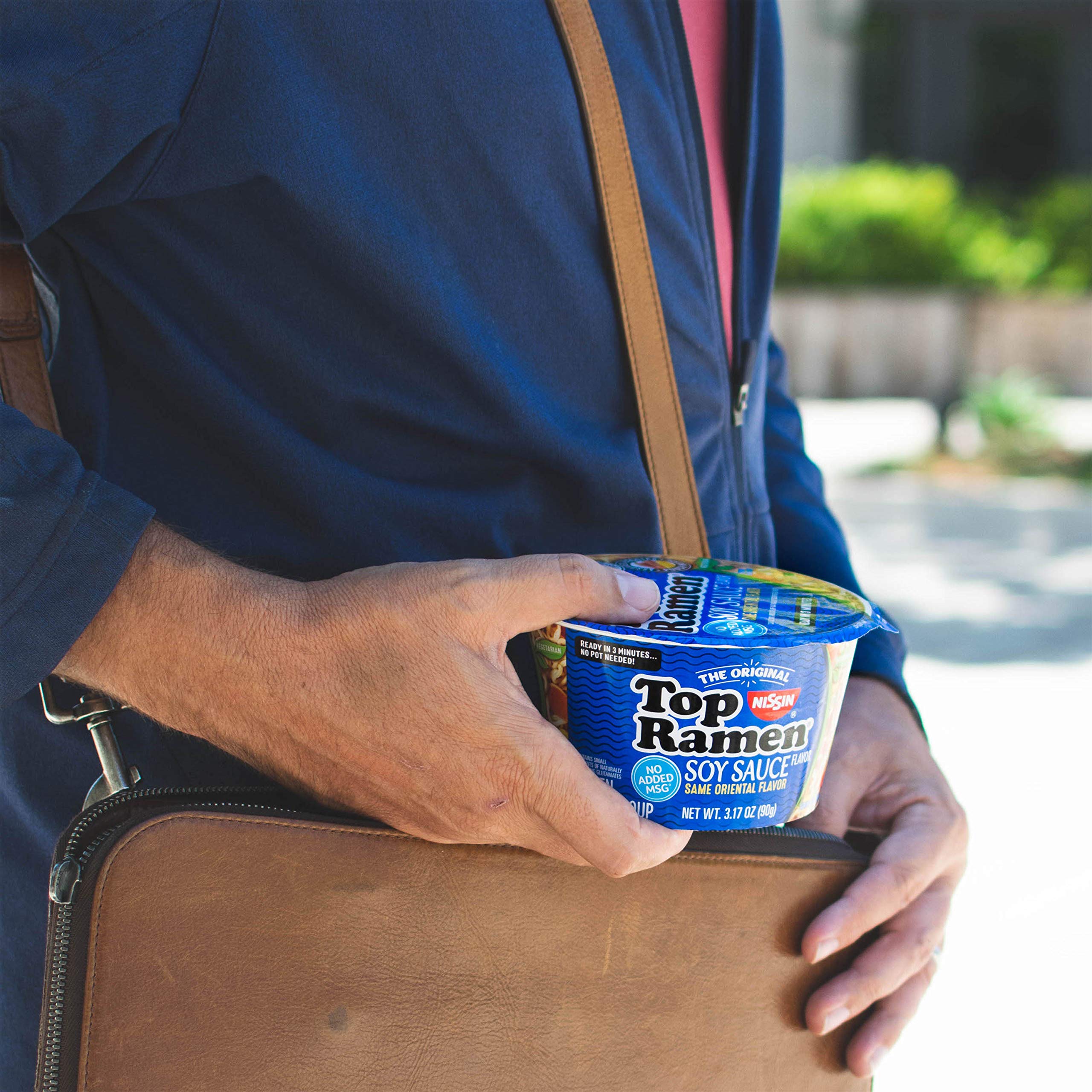 Nissin Top Ramen Bowl, Soy Sauce Flavor, Microwavable Bowl, 3.17oz. (6