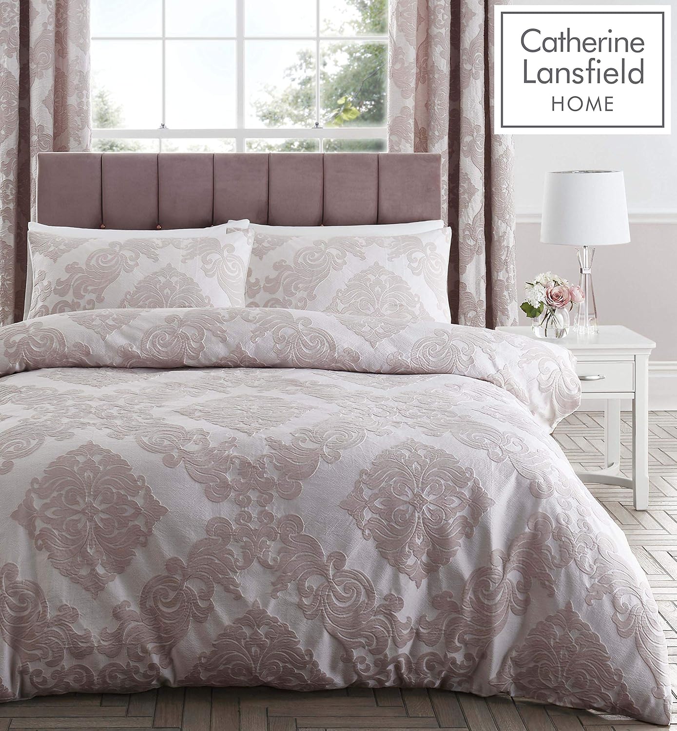 King Duvet Set ^^ poliéster Catherine Lansfield Rococo Jacquard Ropa de