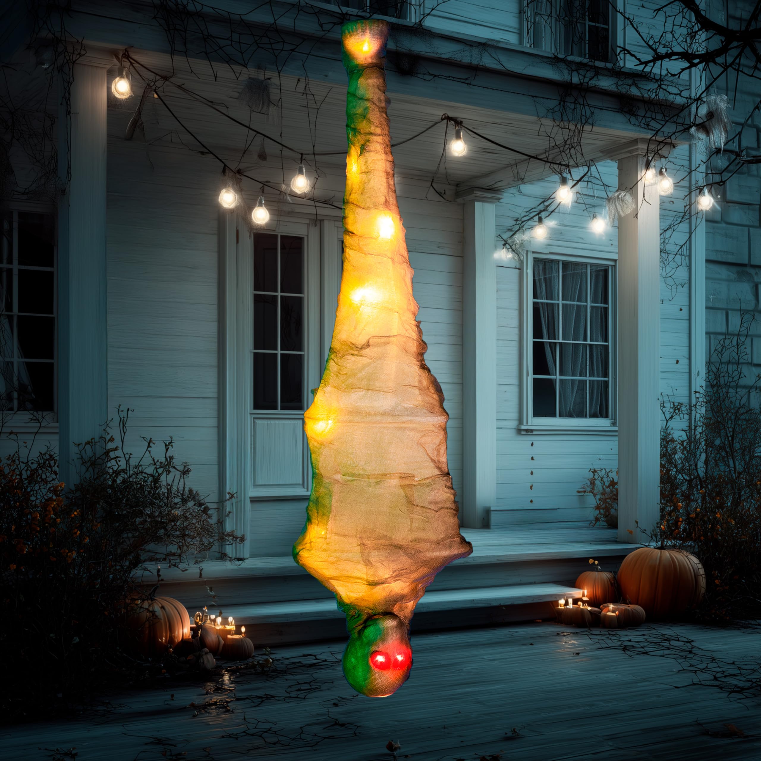 JOYIN 47" Halloween Decorations Light Up Hanging Cocoon Corpse for Halloween Indoor and Outdoor Decorations