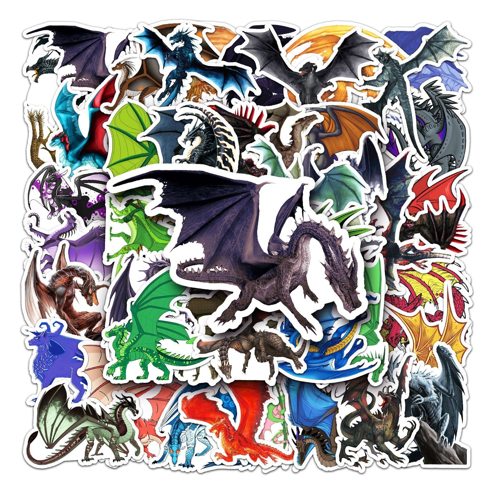 Norinoya 50PCS Dragon Stickers for Scrapbooking Birthdy Gift Party Supply,CakeTopper,Art Crafts Stickers,Stamping Supplies