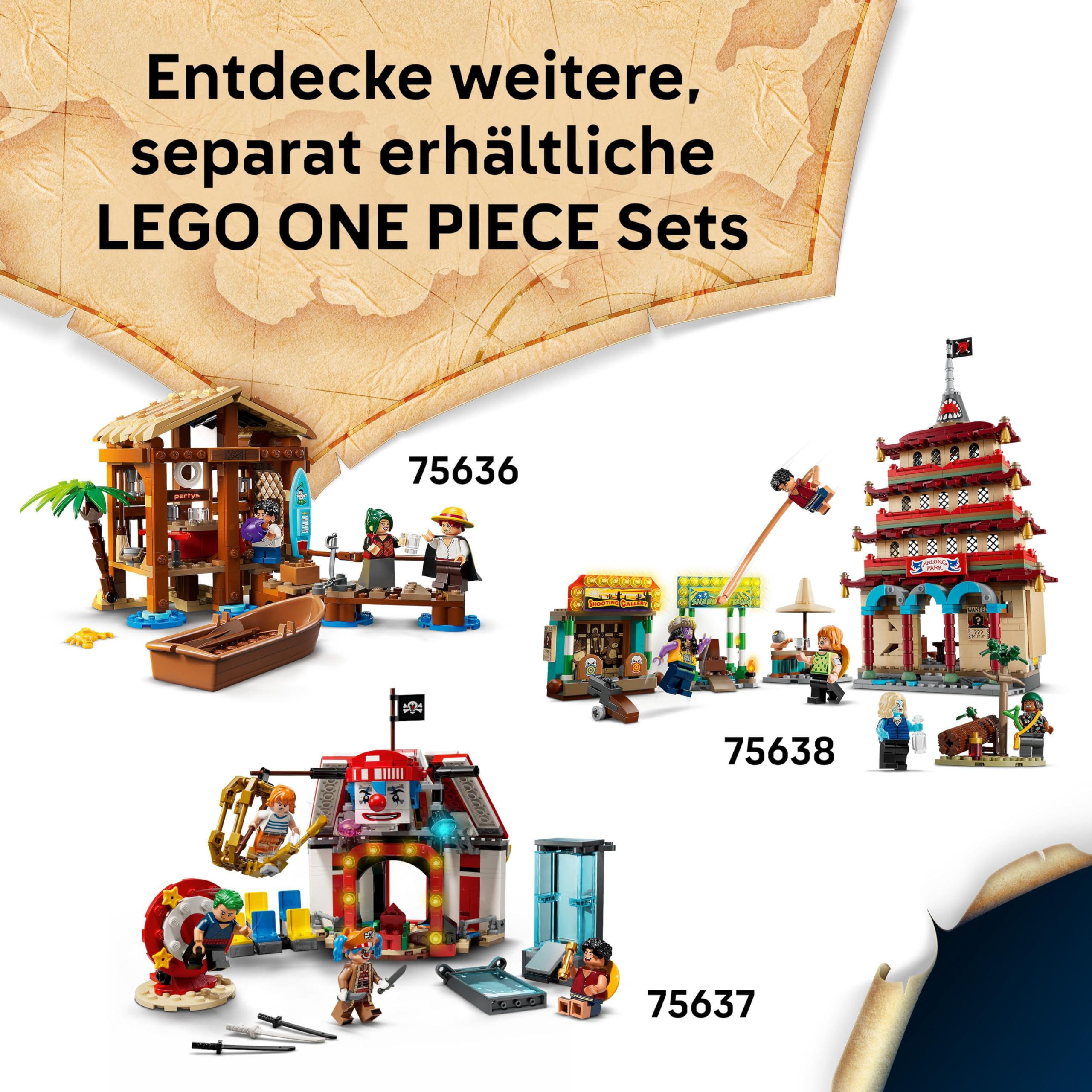 LEGO ONE Piece - Das Piratenschiff Flying Lamb (Going Merry) - Spielset mit 5 Minifiguren - inkl. Ruffy, Zoro & Nami - Spielzeug zum Bauen - Geschenk für Jungen, Mädchen & Fans ab 10 Jahren - 75639 7