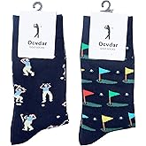 Ocvdar Golf Socks for Men 2 Pairs Funny Golfer Crew Socks Unique & Cool Golf Gift for Men Size 9-13