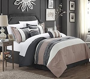 Chic Home Carlton 6-Piece Comforter Set, Queen Size, Taupe