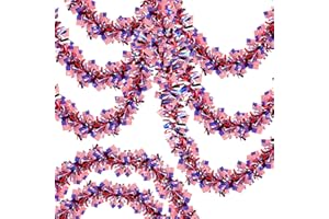 LEASEN 4th of July Tinsel Garland Decorations 3 Pack 50 Ft Memorial Day Decorations Red White and Blue Patriotic Tinsel Garland with Glitter Hanging Garland for Independence Day Indoor and Outdoor Decoration