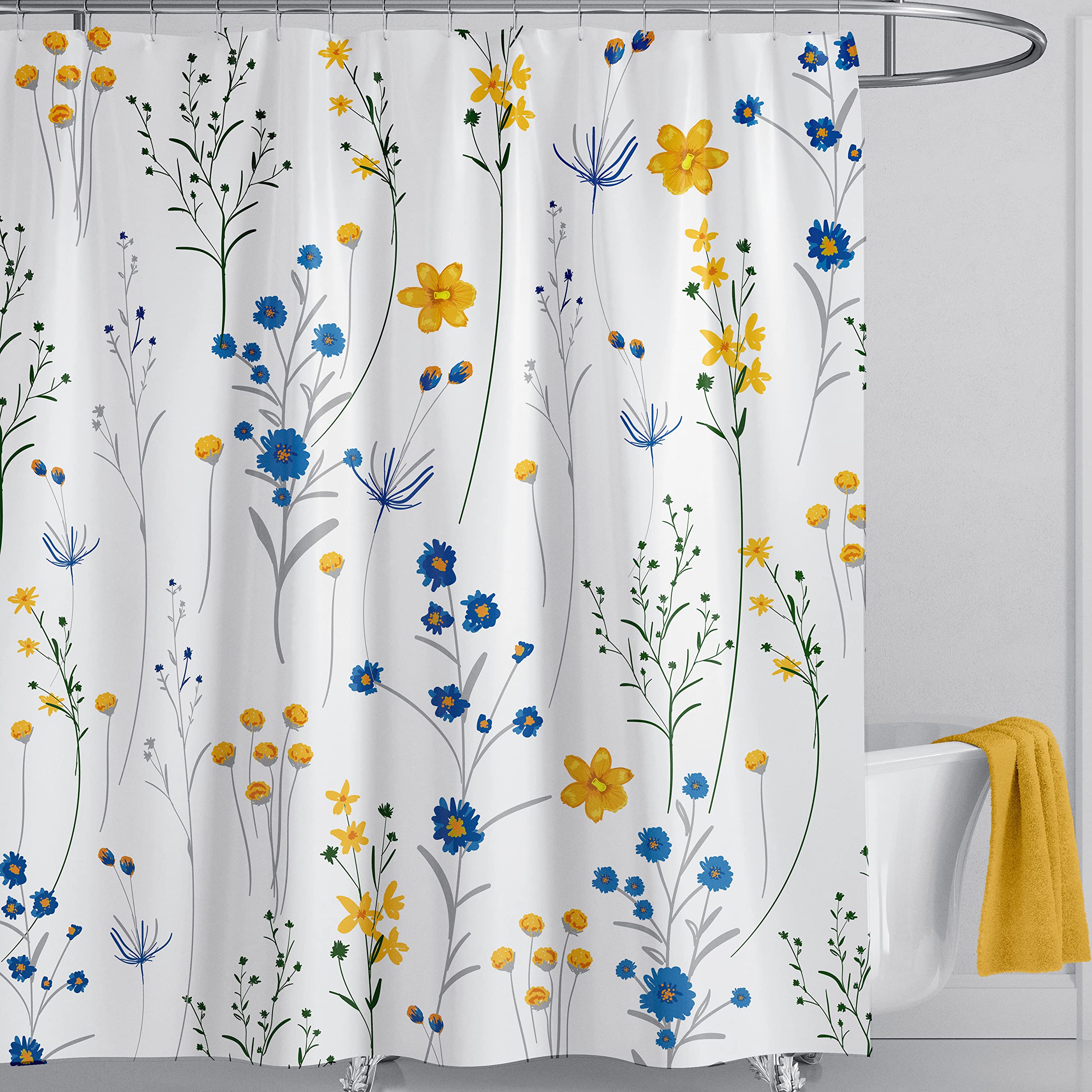 Floral Bathroom Shower Curtains 180x180cm Drop Fabric Shower Curtain Waterproof Curtains for Bathroom Quick-Drying Kitchen Curtains Machine Washable with 12 Hooks-Multi-Color 180CM*180CM-Marbling