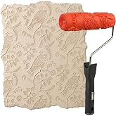 TOIBBE 7'' Texture Paint Roller for Drywall, Rubber Pattern Paint Roller | Decorative Embossing Paint rollers DIY Painting Tool for Art Accent Wall Finishes (Floral and Bird Pattern)