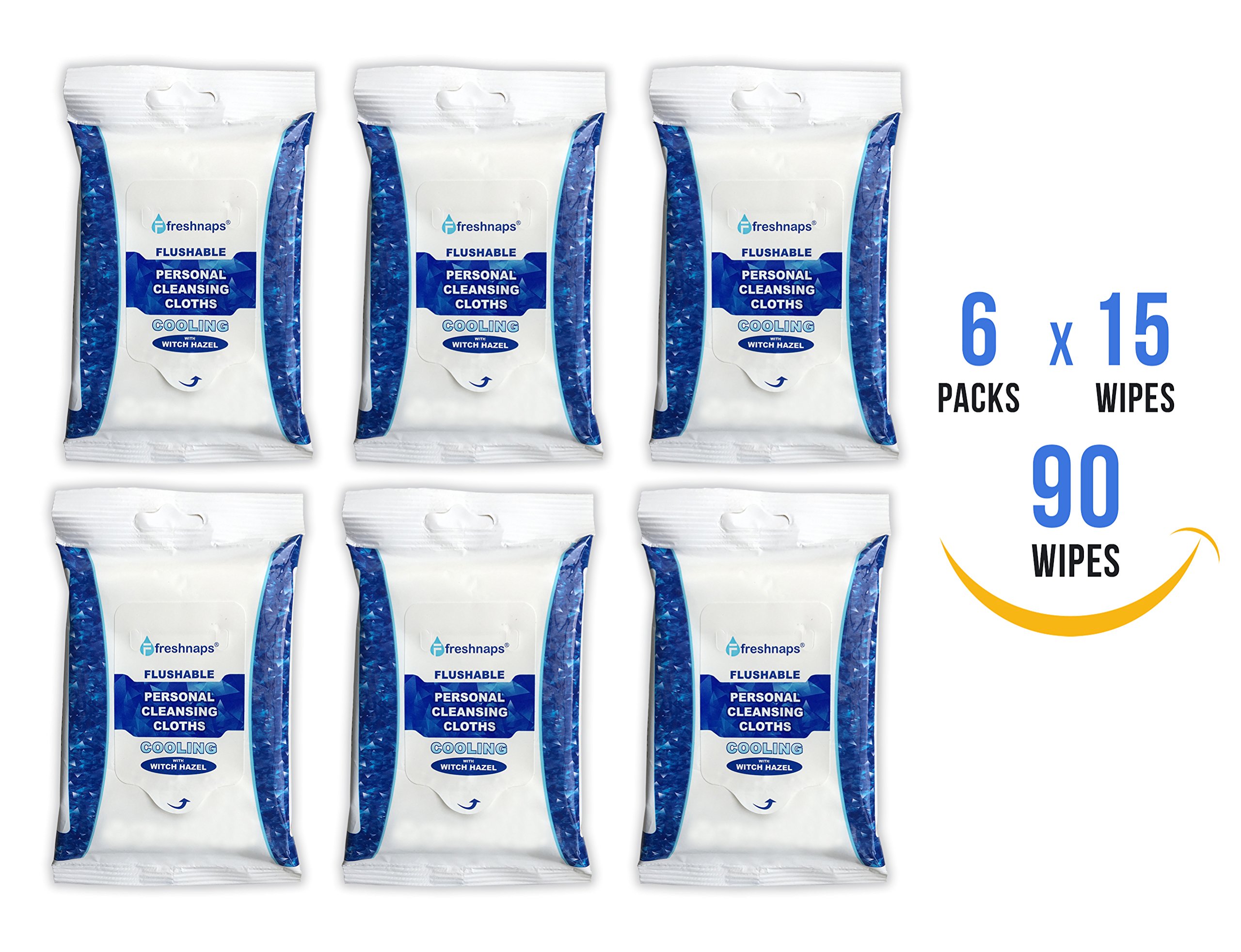 FreshNaps Flushable Personal Cleansing Wipes with Cooling Witch