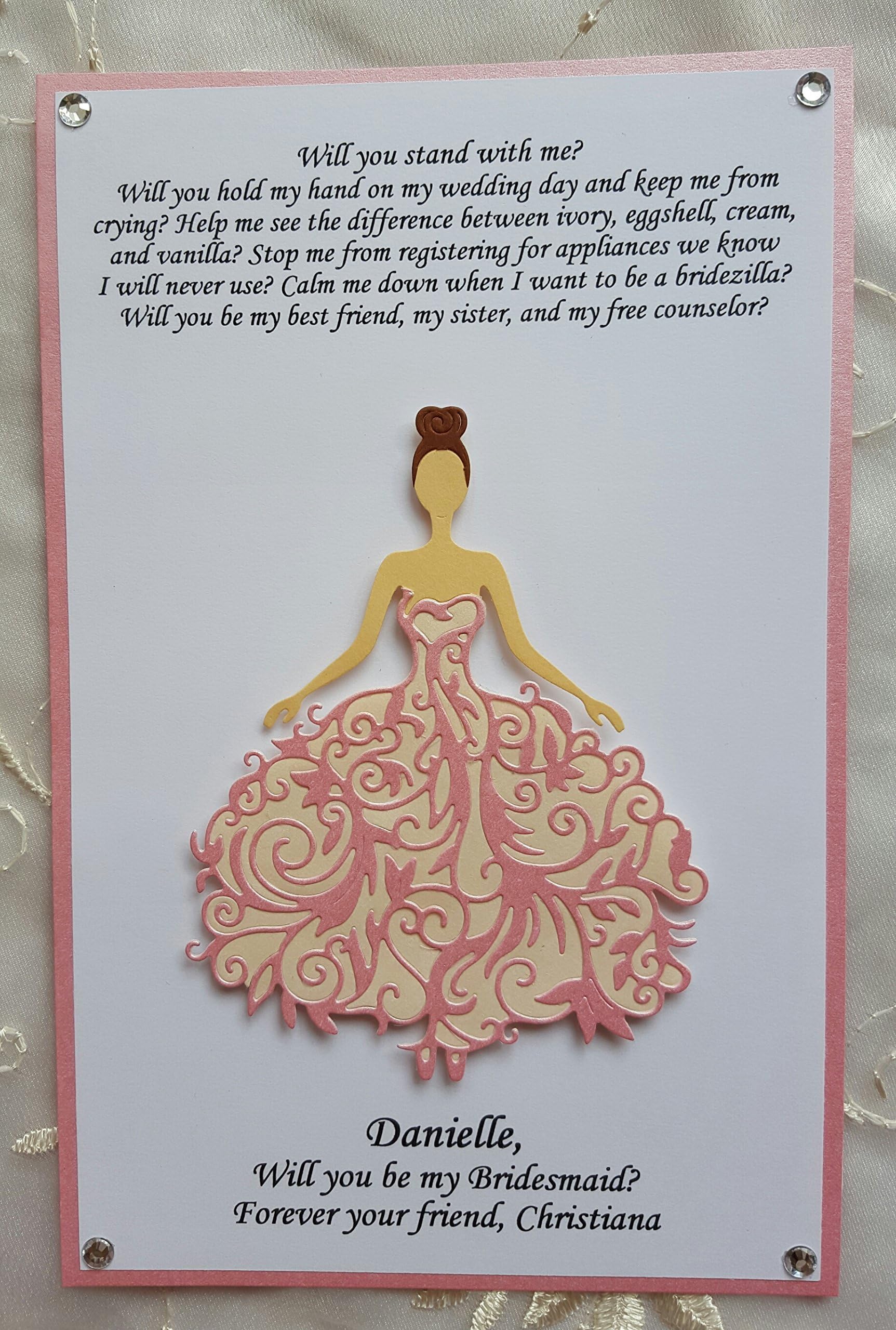 Will You Be My BRIDESMAID Invitations, Dress Cards, Gift Maid of Honor, Matron of Honor Card, Flower Girl, Gift Dress cards, Bridal Gown Invitation Personalized, Custom