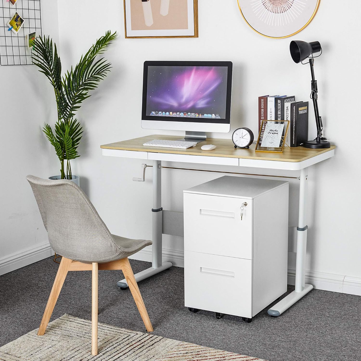 YITAHOME 2-Drawer Mobile File Cabinet with Lock, Office Storage Filing Cabinet for Legal/Letter Size, Pre-Assembled Vertical Metal File Cabinet Except Wheels Under Desk - White: Furniture & Decor