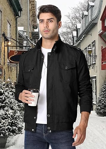 EKLENTSON Mens Winter Jacket Fall Fleece Lined Military Jacket Men