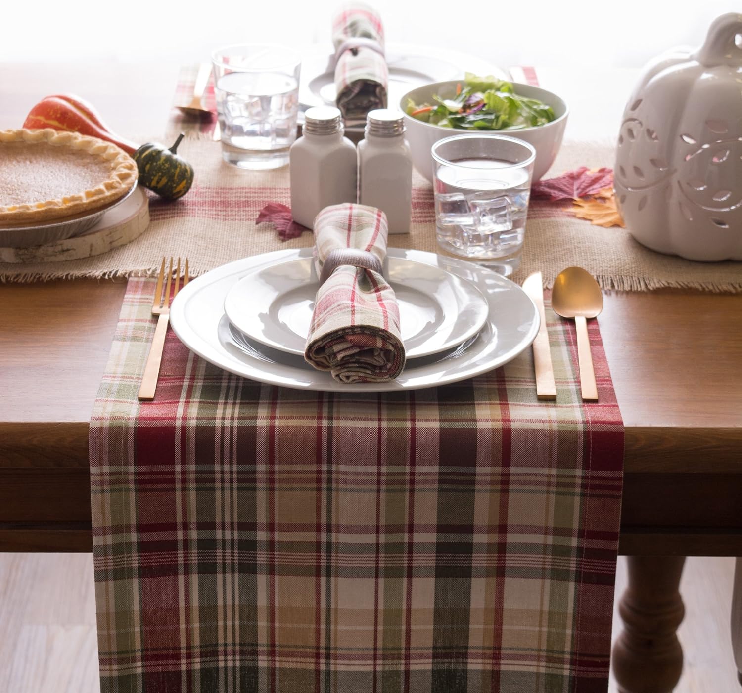 Cabin Plaid 100% Cotton Table Runner (14x108"): Home & Kitchen