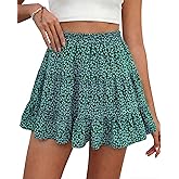 BTFBM Summer Skirts for Women 2026 Floral High Waist Shorts Underneath Boho Tiered Flowy Tennis Skorts Casual Mini Skirt