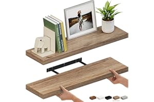 Ballucci 36" Floating Shelves 8" Deep, 2-Pack 3 ft Wood Wall Mount Shelf Set with Invisible Brackets for Living Room, Bathroo