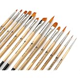 AIT Art Paint Brush Set - 14 Paint Brushes - Rounds, Flats, Angle Shaders, and Filberts - Handmade in USA for Trusted Performance with Oil, Acrylic, and Watercolor