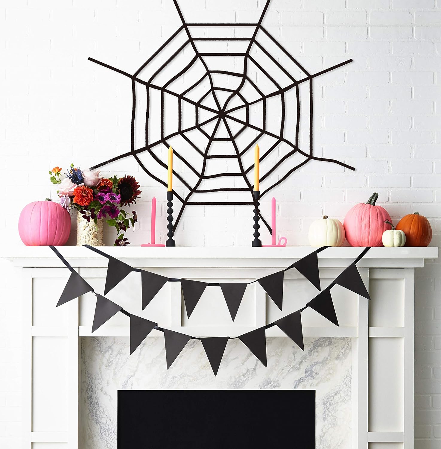 Pawliss Halloween Decorations, 5 feet Round Spider Web, Halloween Outdoor Yard Decor, 2 White and 1 Black