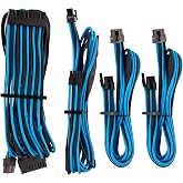 CORSAIR Premium Individually Sleeved PSU Cables Starter Kit &ndash; Blue/Black, 2 Yr Warranty, for Corsair PSUs