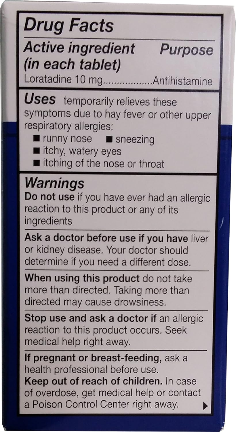 Equate Non-Drowsy 24-Hour Allergy Relief, Loratadine 10mg, 45ct: Health & Personal Care