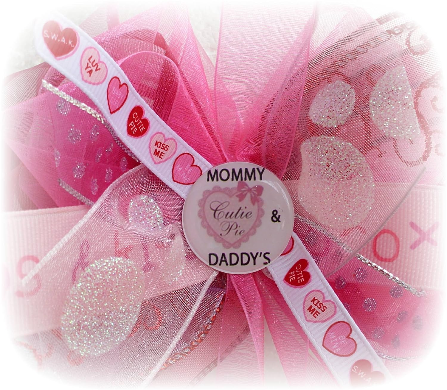 Amazon Com Mommy And Daddy S Cutie Pie Hair Bow Pastel Pink Red