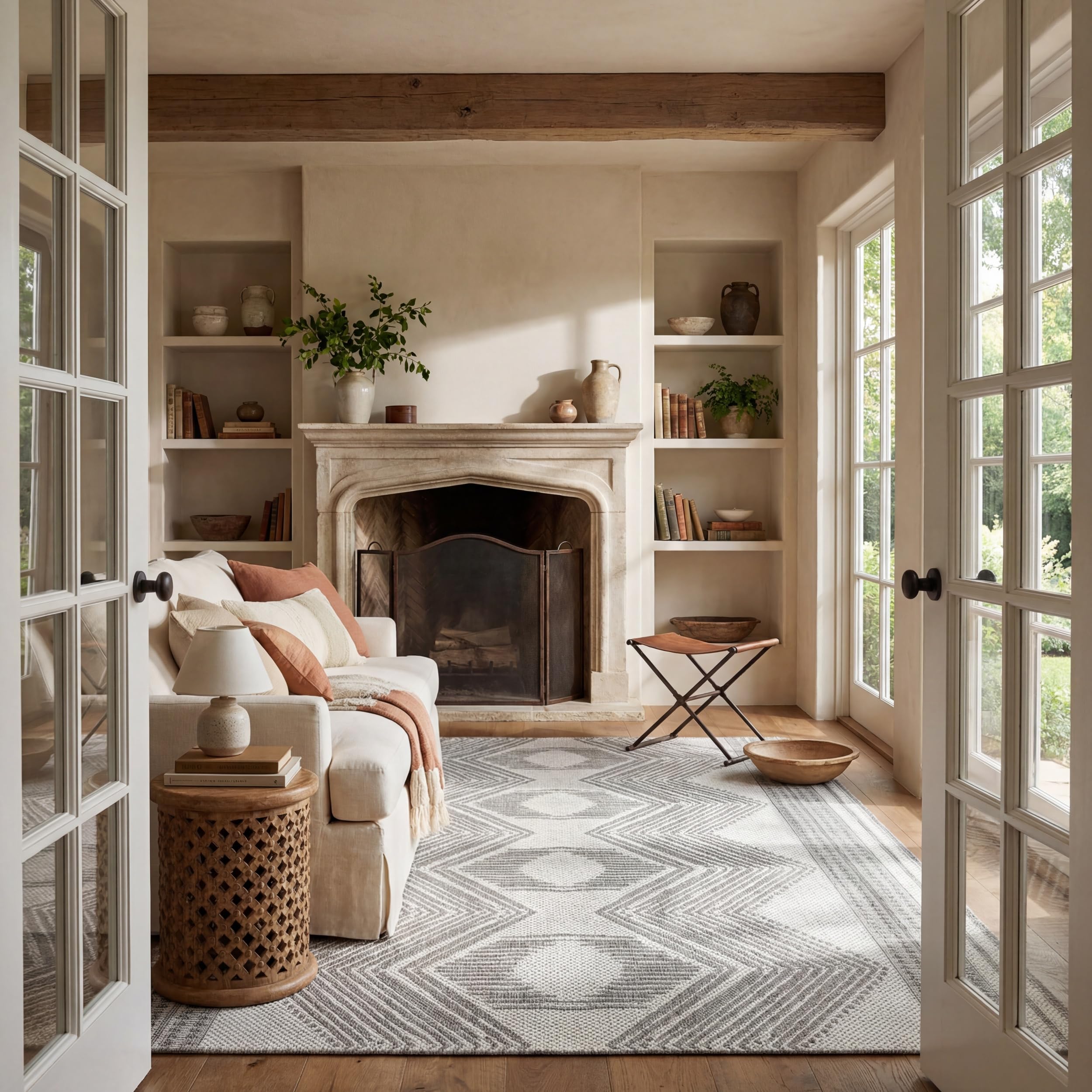 Nuloom Ranya Light Grey/Ivory, 10' x 13', Tribal Geometric, Soft and Cozy, High Traffic, Stain Resistant, Easy Clean, Durable Area Rug for Indoor/Outdoor Patio, Deck, Porch, Garden, Courtyard Image